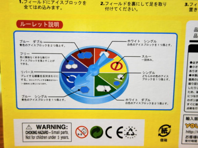 クラッシュアイスゲームにあるルーレットの指示内容の説明表